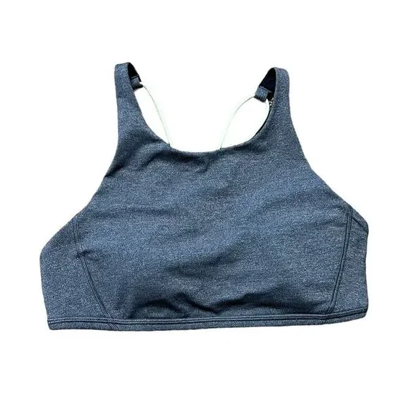 Lululemon Energy Gray Strappy Razorback Workout Support Sport Bra